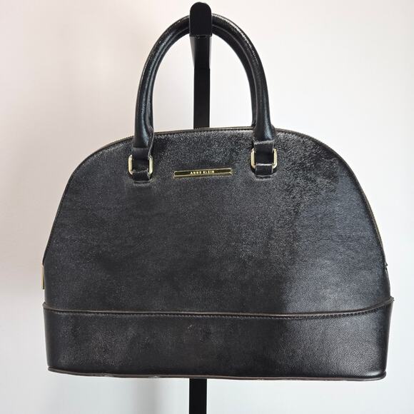 Anne Klein Bowling Top Handle Purse Doctors Bag Black Classic Old Money Preppy - Picture 1 of 9